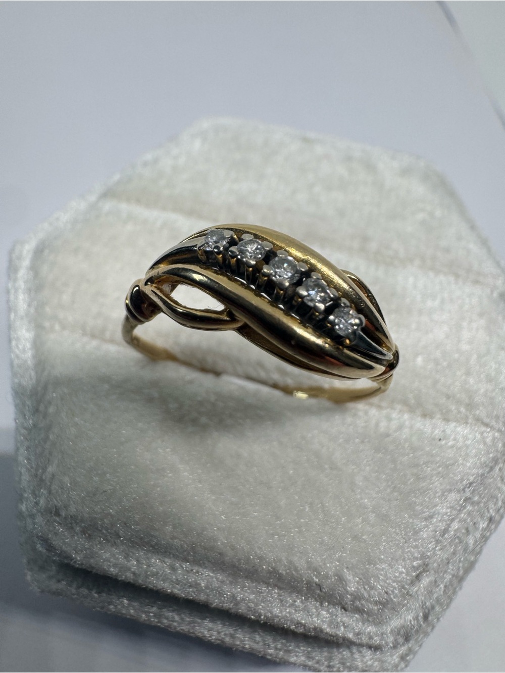 Vintage 14K 585 Solid Gold Natural Diamond Ring Size 7.5 | Fine Jewelry